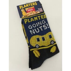 Planters Peanuts Going Nuts Nutmobile Crew Socks Mens 8-12‎ Womens 9-14